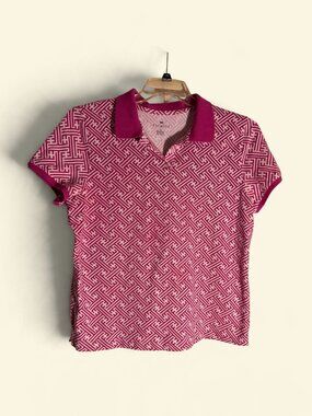 Talbots Pink/White Short Sleeve Polo Shirt Sz XL